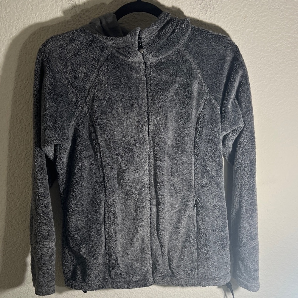 Burton Women's Gray Full Zip Hooded Fleece Jacket Size S Cabincore cottagecore